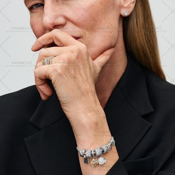 Pandora Silver Charm Bracelet with Heart Clasp - Picture 5 of 5